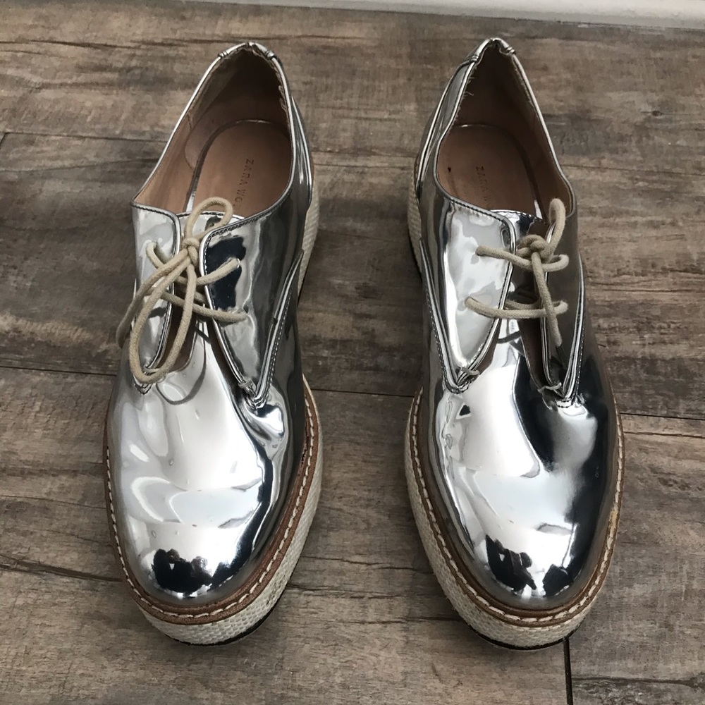 Zara silver platform sneakers